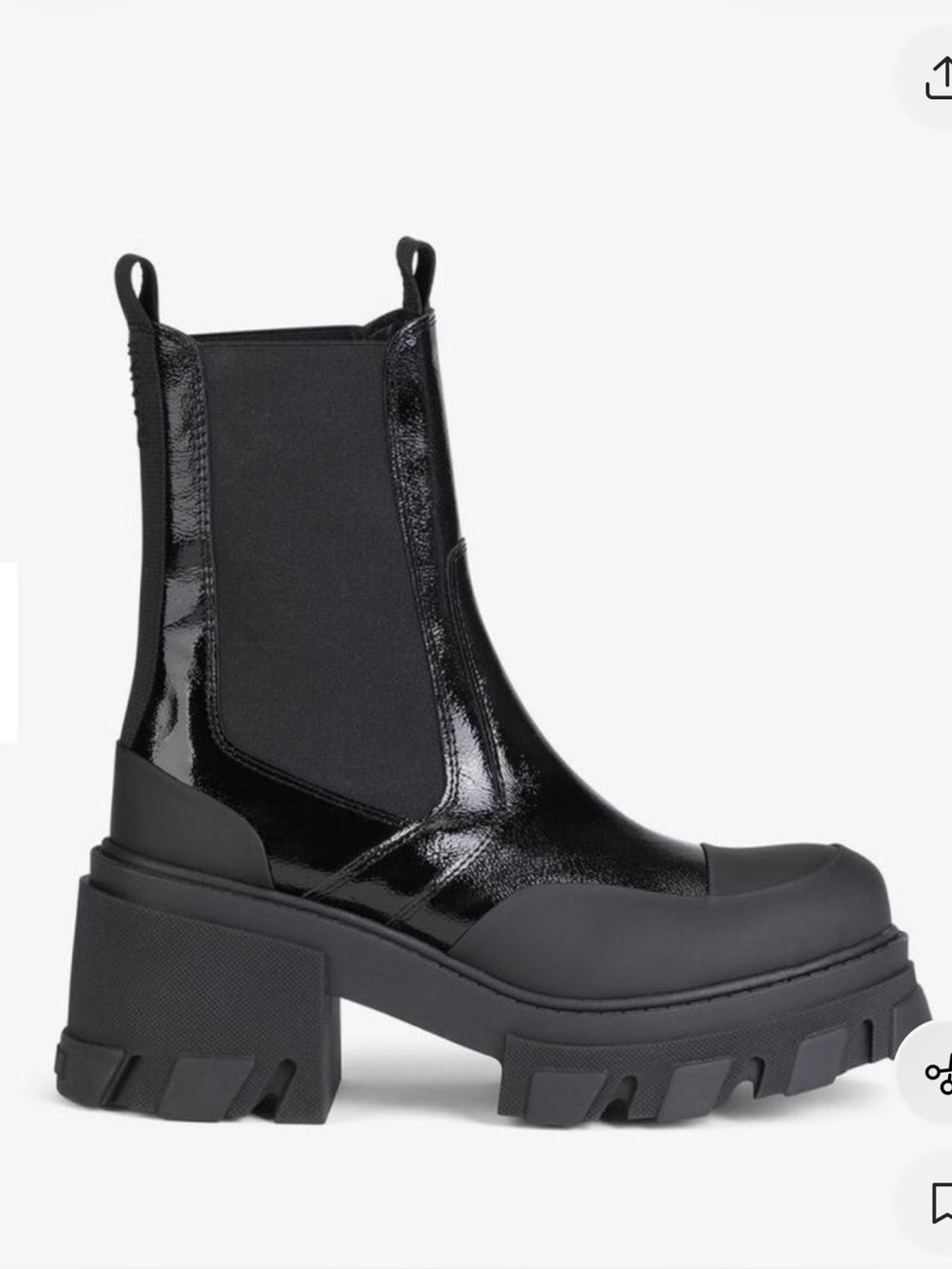 GANNI Cleated Heeled Mid Chelsea Boots in black naplack